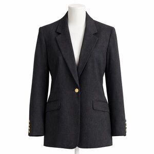 Talbots Blazer 100% Pure New Wool Charcoal Gray with Gold Buttons Tailored Sz 10